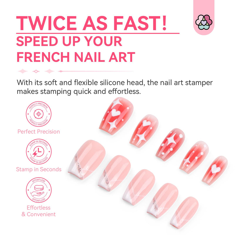 SAVILAND Nail Stamper Kit & 12-Color Dog Nail Polish Pens: Silicone Stamp Scrapers for French Manicure with Quick-Dry Non-Toxic Manicure Pens for Pets Home DIY & Salon Use