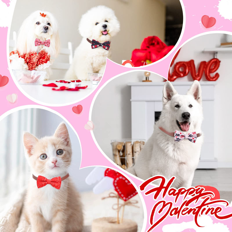 30 Pieces Valentines Dog Collar Bow Christmas Dog Bows Collar Attachments with Elastic Bands Dog Collar Detachable Charms for Dogs Collar Grooming Accessories Valentines Costume - BeesActive Australia