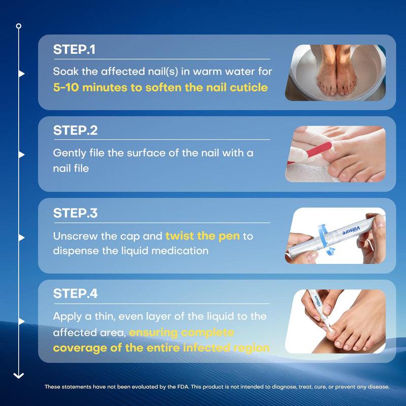 Villsure Toenail Fungus Pen - Toenail Fungus Treatment Extra Strength, Contains 25% Undecenoic Acid, Tea Tree Oils, along with Other Natural Ingredients, Mild and Non-Irritating- Nail Fungus Pen 5pcs