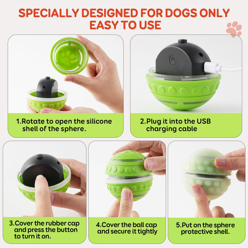 Interactive Dog Toys Dog Ball for Small & Medium Dogs, Durable Dog Toys for Aggressive Chewers, Automatic Rolling Dog Balls with Silicone Cover(Diameter 3.15 inches) - BeesActive Australia