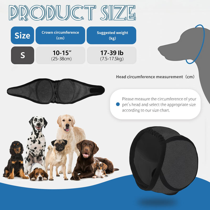 Adjustable Dog Ears Cover, Gentle Noise Protection and Keeps Ears Clean and Dry, Dog Ear Muffs for Baths, Grooming, Loud Events (S)
