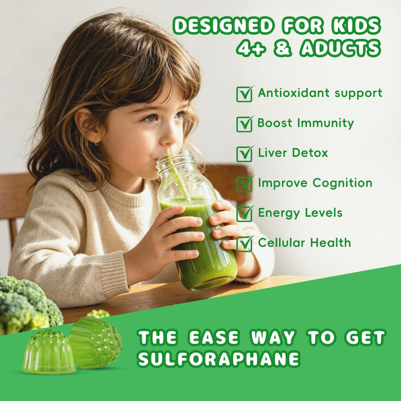 Liposomal Sulforaphane Gummies with Vitamin C, E Glutathione 120 Ct | Greens Gummies,Broccoli Sprout Extract for Kids Adults,Antioxidant Supports Brain,Cellular Health,Mixed Berry Flavor