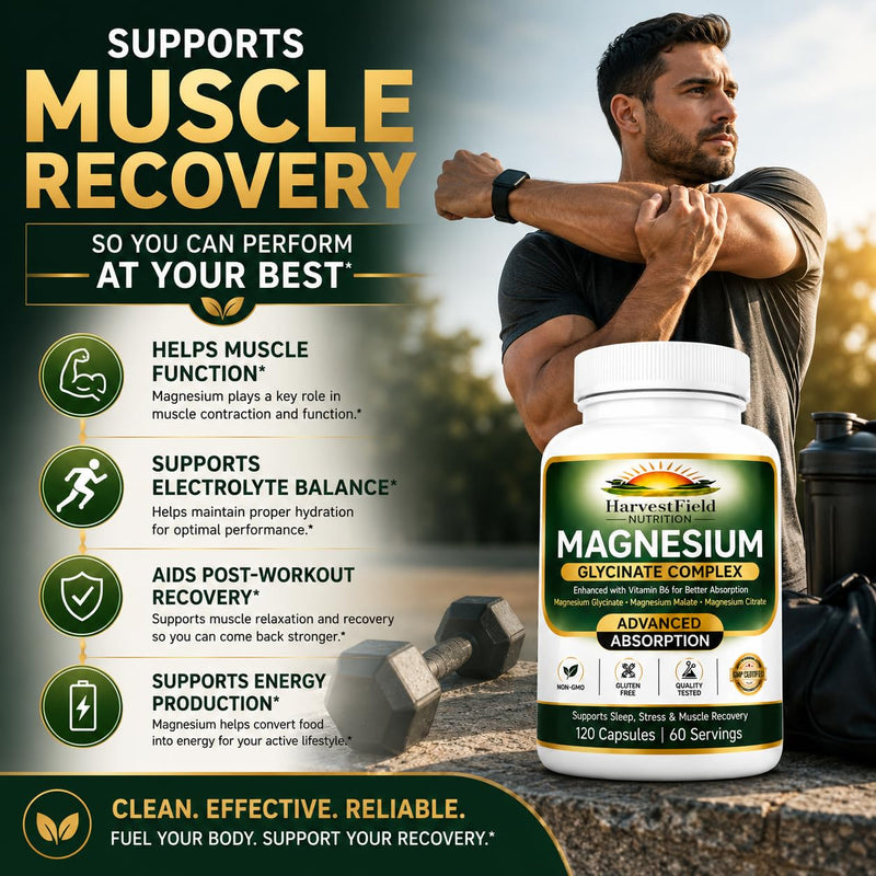 Magnesium Glycinate Complex Supplement with Vitamin B6, 120 Capsules