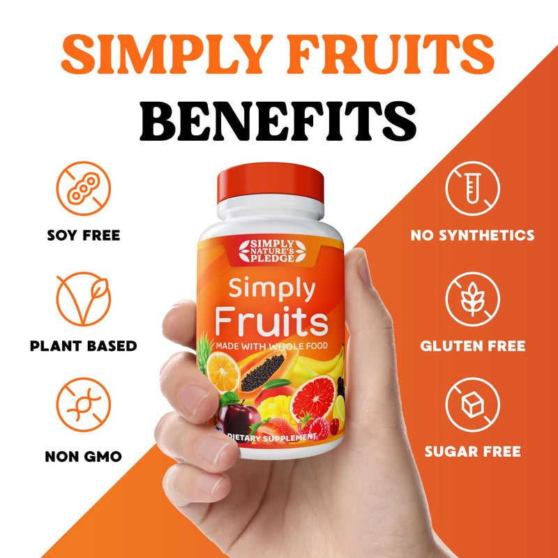 Simply Nature's Pledge - 90 Fruit Capsules - Made with Whole Food Superfoods, Packed with 25 Different Fruits - 100% Soy Free 90 Count (Pack of 1)
