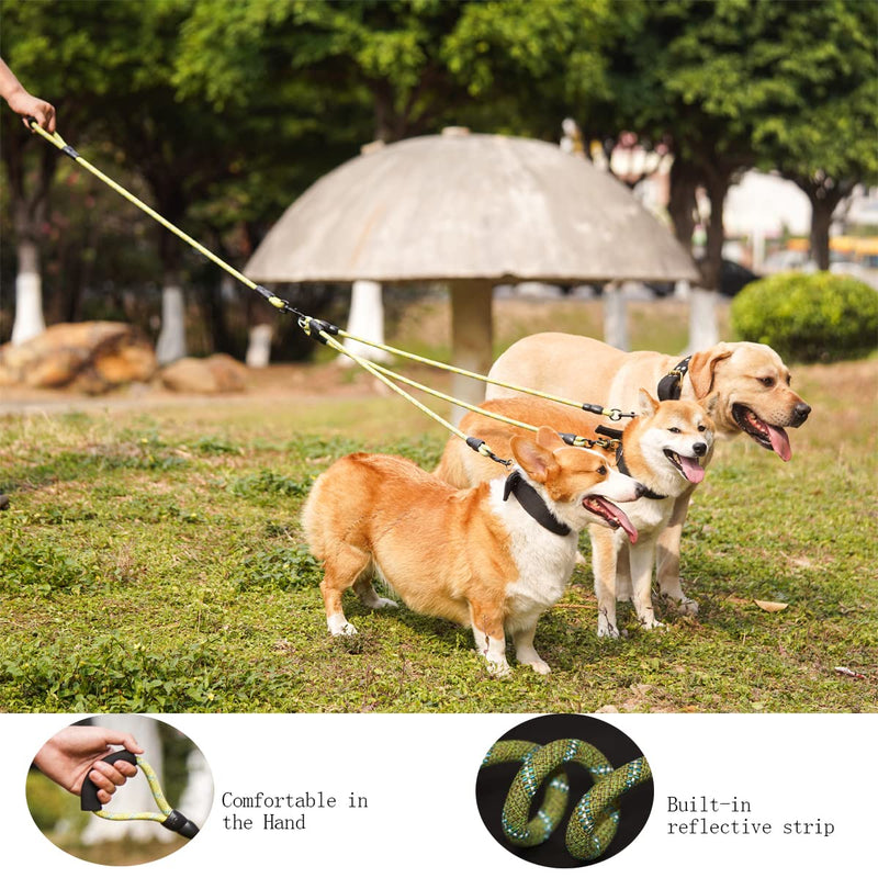 3 in 1 Durable Nylon Dog Leash with Padded Handle, 360° Swivel No Tangle Climbing Rope Removable Pet Traction Rope, Lead for Medium Large Dogs Green Blue - BeesActive Australia