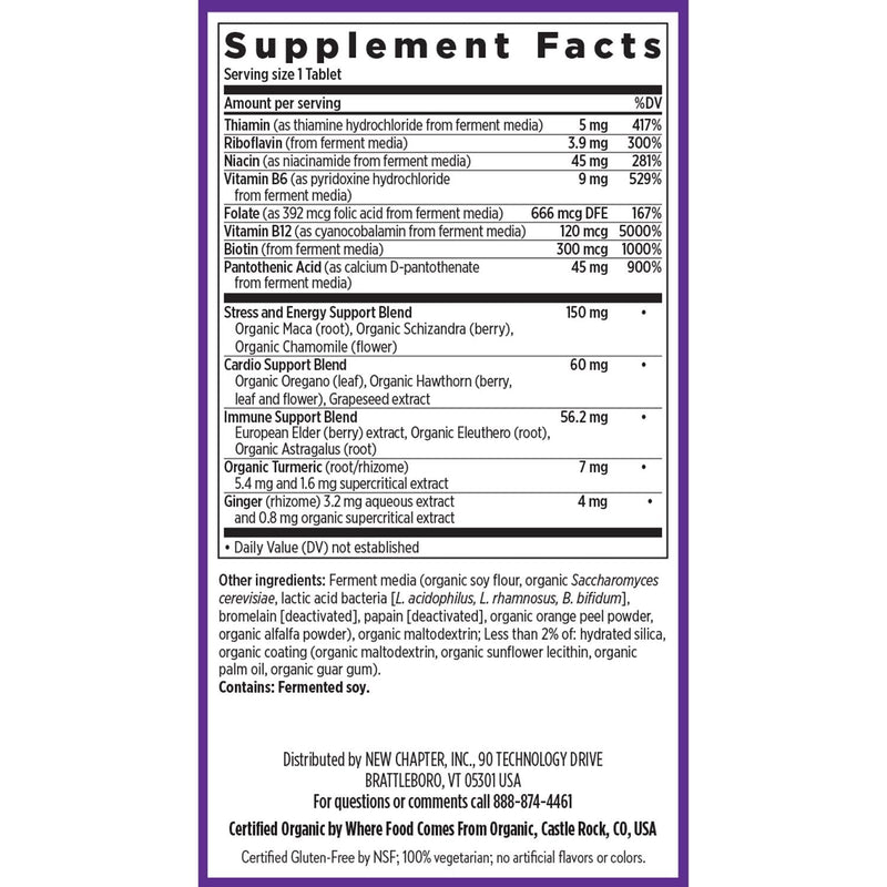 New Chapter Fermented Coenzyme B Complex, 90 Count | Rich in Vitamin B12, Vitamin B6, and Biotin for Energy, Brain, and Beauty Support, with Organic Ingredients, One Daily 90 Count (Pack of 1)
