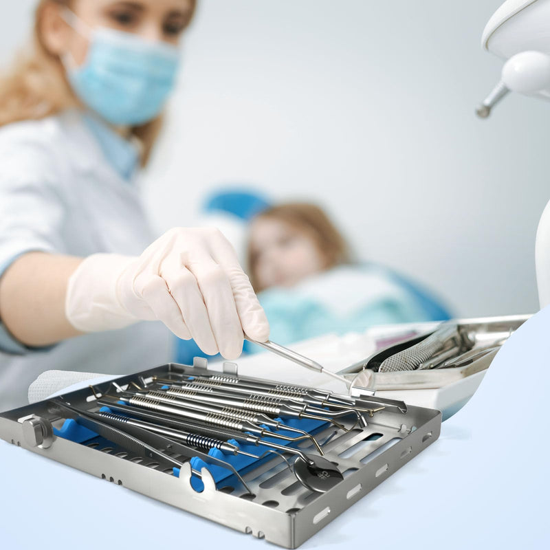 JMU Dental Autoclave Sterilization Cassettes for 10 Instruments, Detachable Instrument Cassette Rack, Blue 1 - BeesActive Australia