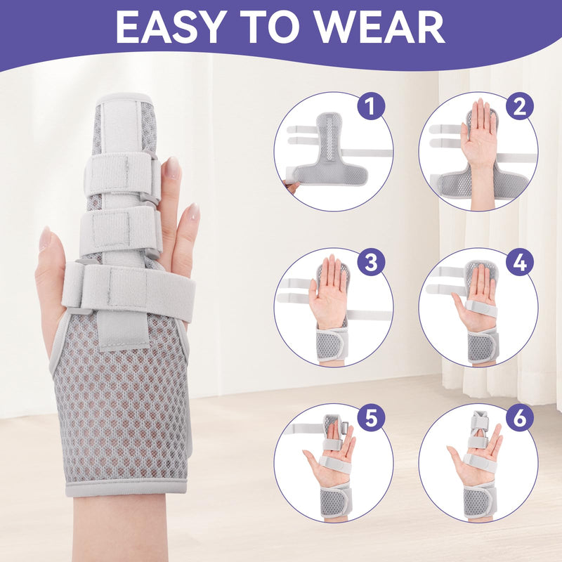 Double Trigger Finger Splint, Aluminum Finger Brace Joint Stabilizer, Adjustable Hand Brace with Finger Support for Broken Fingers, Sprains, Mallet Injury, Arthritis(Ultra-Slim) Double Trigger Finger Splint