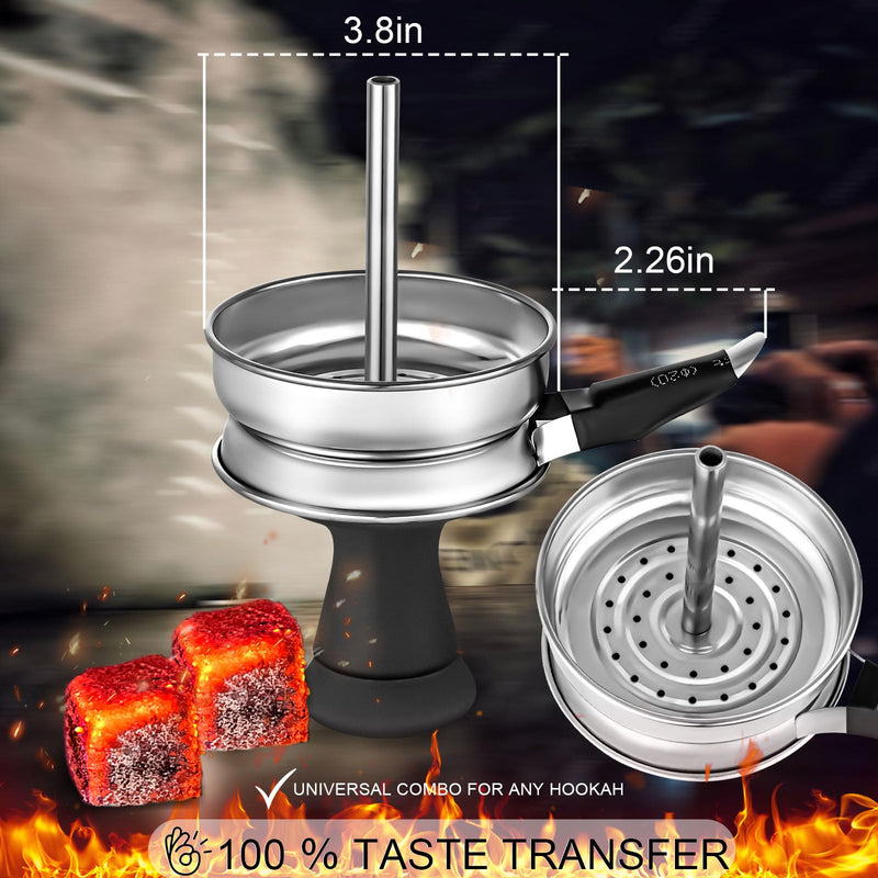 Hookah Bowl Set Silicone Phunnel Tobacco Bowl with Hookah Charcoal Holder Premium Heat Management Screen for Smoking Shisha Hookah Easy Replace Charcoal Fast Cleaning Black - BeesActive Australia