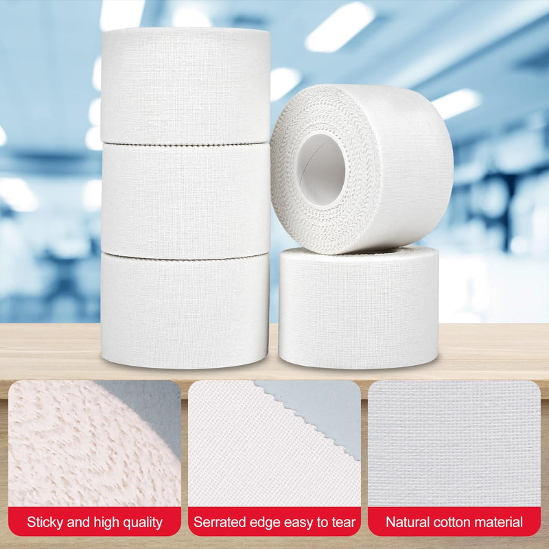 AZEN 12 Pack Athletic Sports Tape, Athletic & Medical Trainers & First Aid Tape for Injuries, Wrist Ankle Finger Tape, Easy to Tear & No Sticky Residue, 1.5 in X 10 Yards (White) B-12p - BeesActive Australia