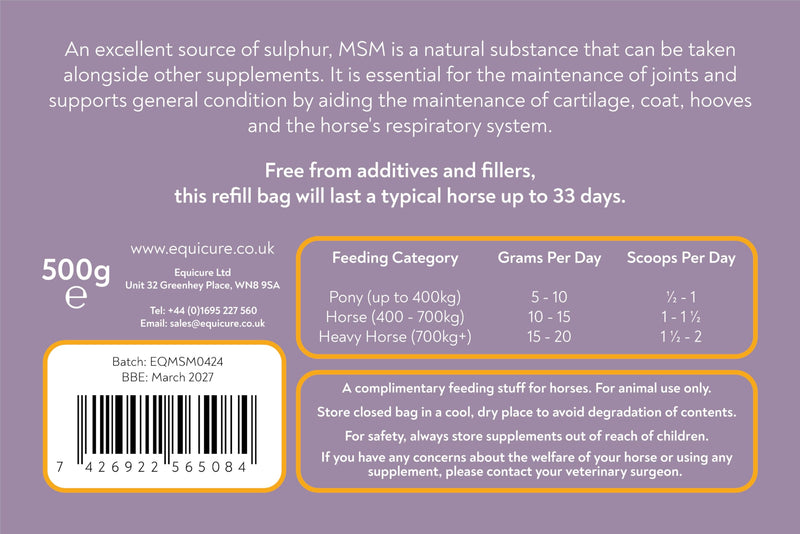 MSM Powder For Horse/Pony (500g) 500g
