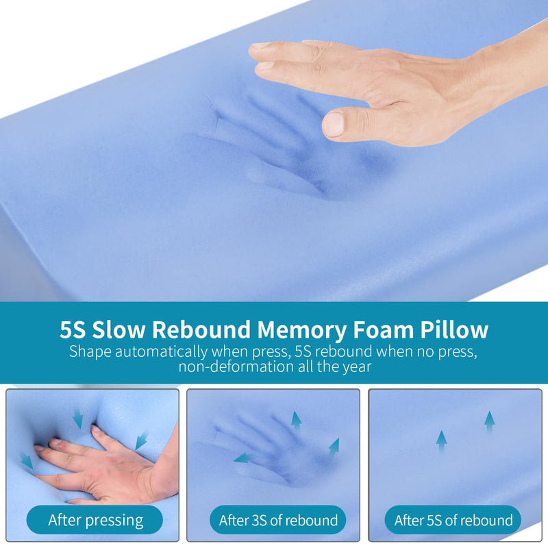 Memory Foam Pillows , Neck Pillow Queen Size Bed for Sleeping , Ergonomic Cervical Support Side Back Stomach Sleeper , Orthopedic Contour and Shoulder Pain Blue Queen(23.6*14*4.9inches)