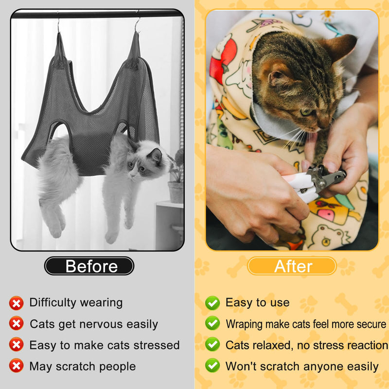 AIERSA Cat Wrap for Cutting Nails and Grooming, Cat Restraint Wrap for Nail Clipping, Self-Adhesive Fabric Cat Swaddle Burrito Wrap for Nail Trimming, Cat Grooming Supplies - BeesActive Australia