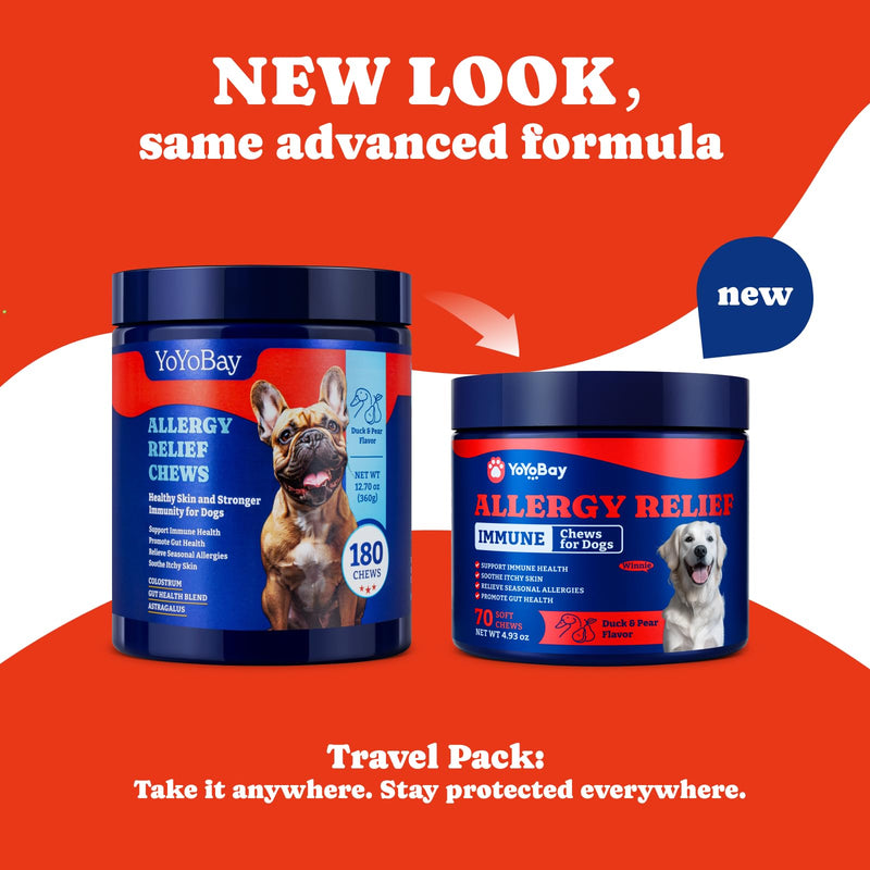 Dog Allergy Relief Chews – 70 Count + Flea Defense Chews 180 Count (1.0 Formula)