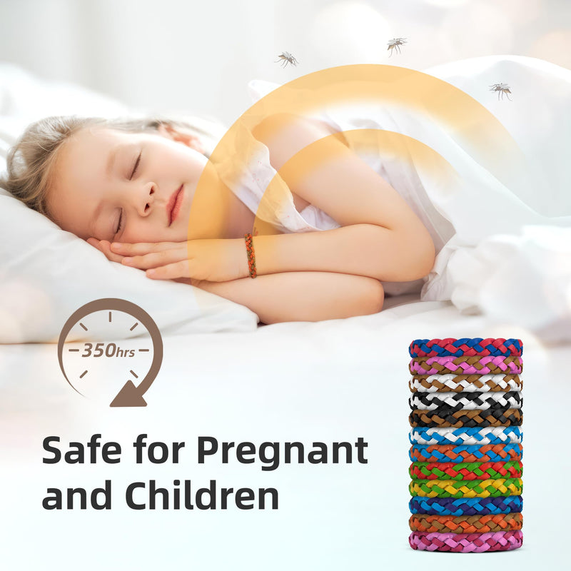 12 Pack Mosquito Repellent Bracelets, DEET-Free, Individually Wrapped PU Leather Insect & Bug Repellent Wrist Bands for Kids & Adults - BeesActive Australia