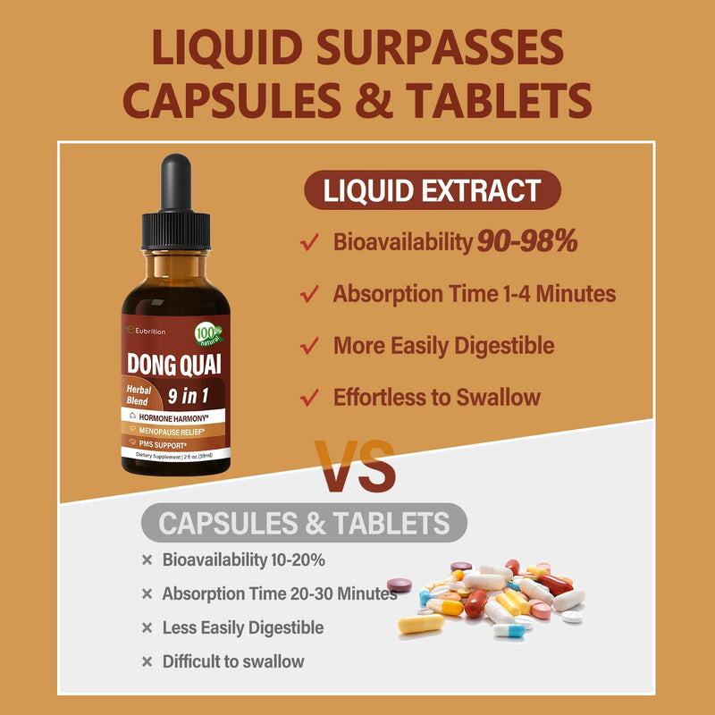 Dong Quai Liquid Supplement for Women, Angelica Sinensis Root Extract Tincture Support Menopause & PMS Relief, Hot Flashes, Herbal Blend Drops with Red Clover Fenugreek. 2oz Original 2 Fl Oz (Pack of 1) - BeesActive Australia