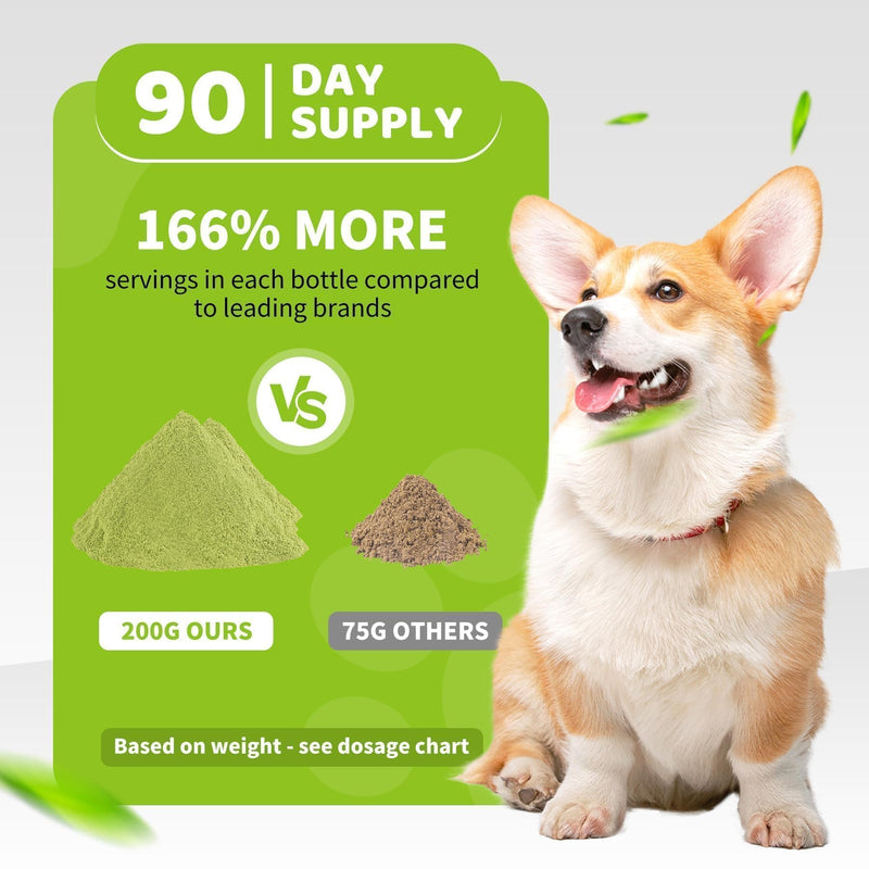 Dog Teeth Cleaning Powder for Dogs 200g- Enzymatic Plaque & Tartar Remover, Dog Dental Powder for Fresh Breath, 90 Day Supply for All Breeds