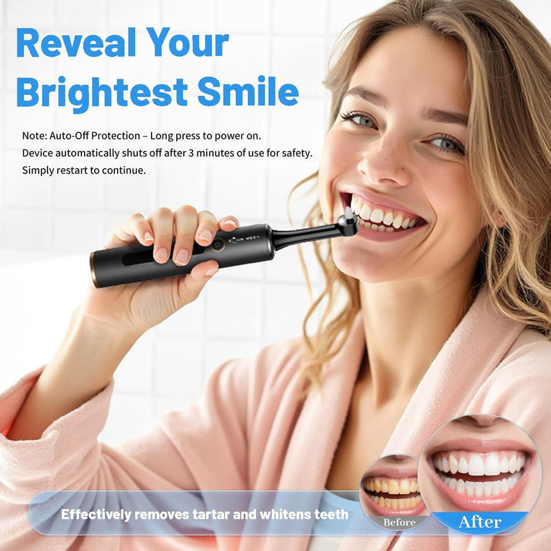 Tooth Polisher with Remineralization Gel, USB Rechargeable Teeth Whitening Kit for Cleaning and Whitening, 6 Polishing Pastes, 5 Brush Heads, LED Light, Travel Case, 4 Speeds, Easy at-Home Dental Care - BeesActive Australia