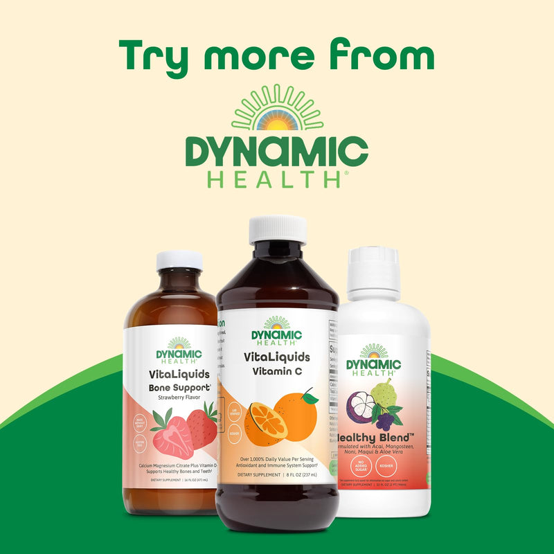Dynamic Health VitaLiquids Vitamin C 1000mg - Liquid Vitamin C Supplement with Rose Hips and Citrus Bioflavonoids - Antioxidant Rich Immune Support Supplement, Kosher, Lab Verified, 15 Servings, 8oz | 1000 mg per Serving, Liquid Supplement for Men and ...
