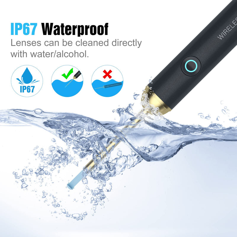 Ear Wax Removal - NIUQICT Ear Cleaner - Ear Camera 1080P with Lights - Ear Wax Removal Tool 9 Pcs - Ear Cleaning Kit, Wireless Otoscope Compatible with Android&iOS for Kids, Adults&Pets Golden Black - BeesActive Australia