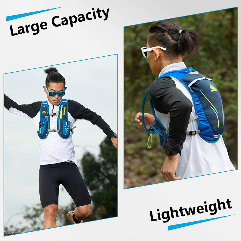 JEELAD Running Hydration Vest Trail Backpack for Women and Men Jogging Trail Race Marathon Cycling Hiking Black (5.5L) - Only Vest One Size