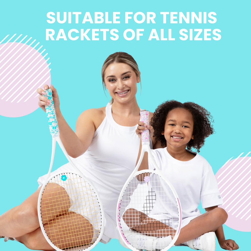 Tennis Tape & Dampener Set - 2 Tacky 45” Long x 0.98” Wide Racket Handle Overgrips & 1 Matching Ping Dampener Turquoise - BeesActive Australia