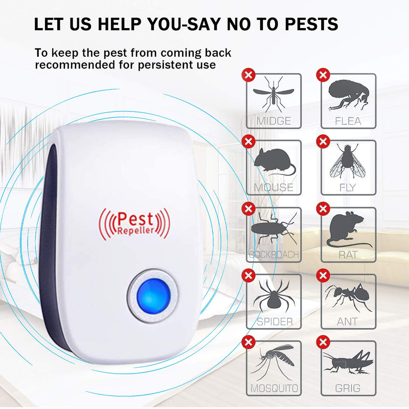 Ultrasonic Pest Repeller 6 Packs, Electronic Plug in Sonic Repellent pest Control for Bugs Insects Roaches Mice Spiders Rodents Mosquitoes - BeesActive Australia