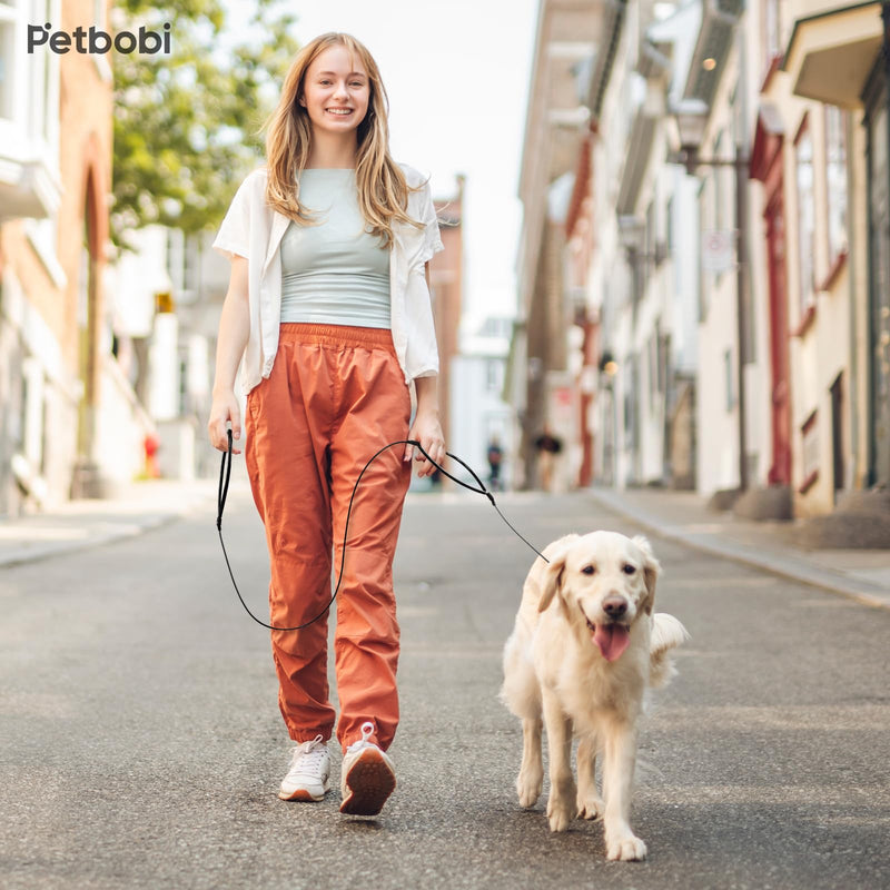 Petbobi Double Handle Dog Leash - 6FT Dog Leash Heavy Duty for Traffic Control with Two Padded for Large Medium Small Dog That Pull, Metal Dog Leash for Lead Walking, Black Dog Leash with Two Handles - BeesActive Australia