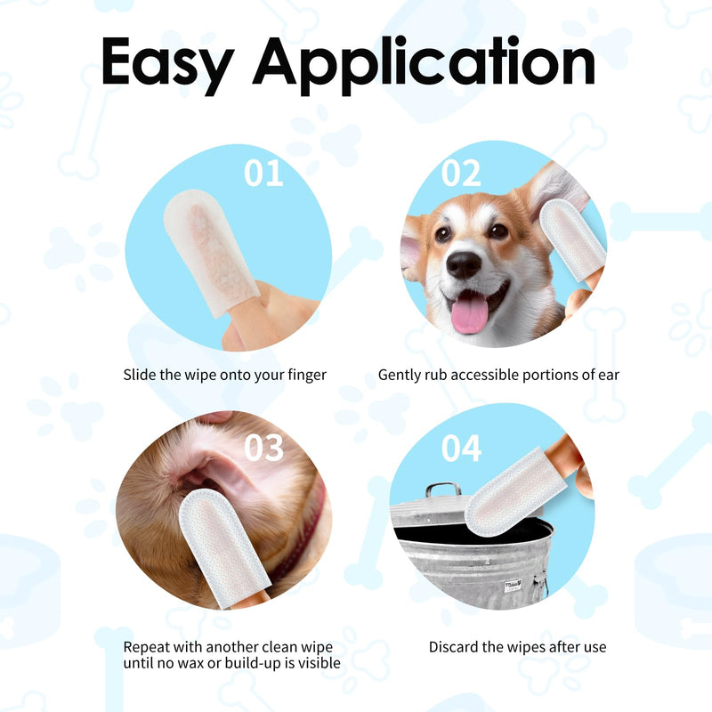 Mooncat Ear Cleaner Wipes｜Ear Cleansing Finger Wipes for Cats ｜Ear Wipes for Cats｜Dog Grooming Supplies｜Reduces Dirt and Cleans Wax Buildup｜Pet Ear Wash Wipes｜— 40 Finger Wipes - PawsPlanet Australia