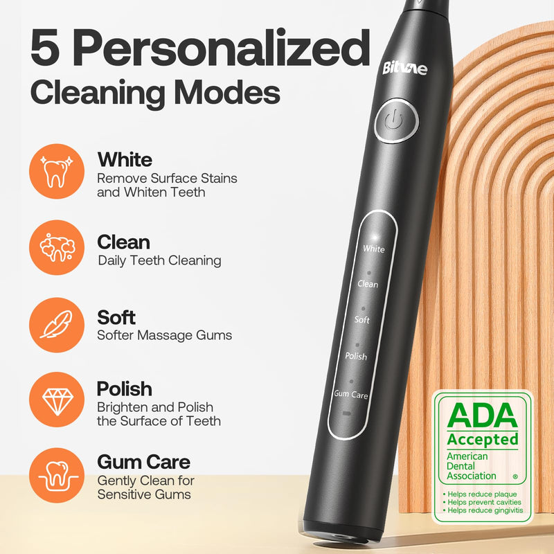 Water Flosser and Electric Toothbrush Combo - Cordless Water Flosser for Teeth - 5 Modes Sonic Electric Toothbrush, 3 Modes Portable Water Floss… Coal Black