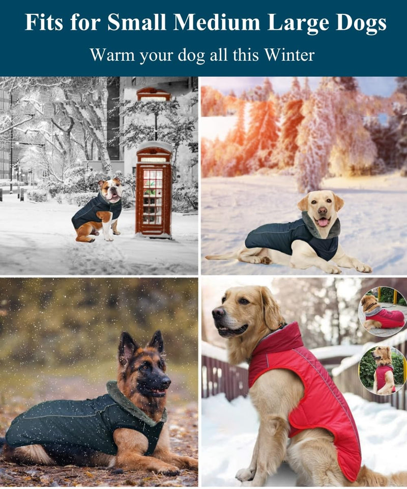 Warm Dog Coat Waterproof Dog Jacket Reflective Dog Winter Coat with Leash Hole, Adjustable Cold Weather Dog Clothes Dog Snowsuit Dog Coats for Small Medium Large Dogs XL(Neck:18.9", Chest:26.8"-29.5", Back:21.2") Navy - BeesActive Australia