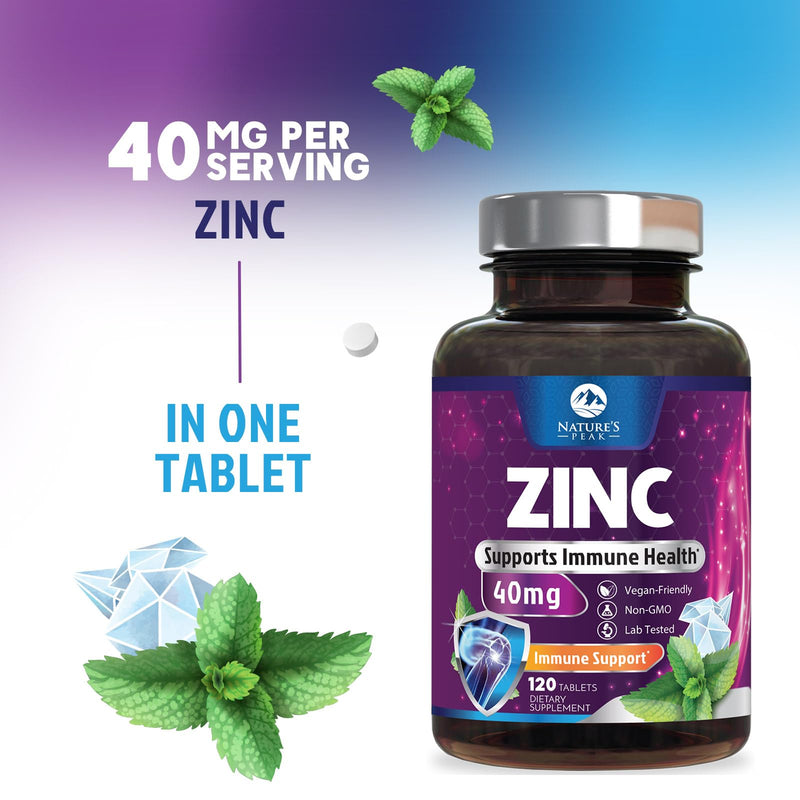 Zinc Supplements 40mg - 40mg of Zinc is the NIH's Safe Upper Daily Limit for Women & Men - Best Zink Supplement for Immune Support, Antioxidant, Skin Health, Gluten Free, Bottled in USA - 60 Caplets 60 Count (Pack of 1)