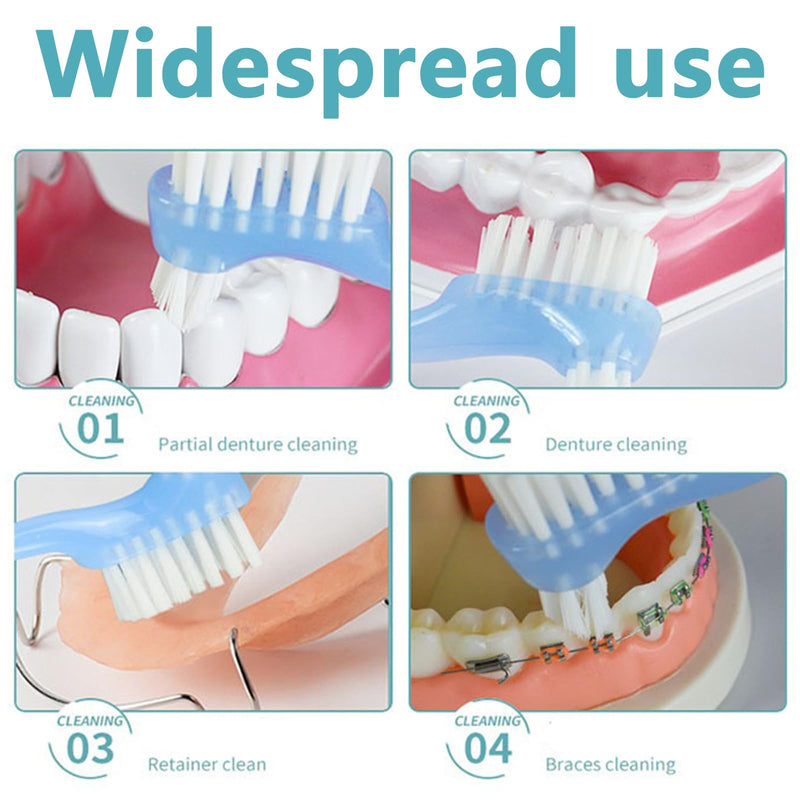 4 Pieces Denture Brush, Small Toothbrush for Dentures, Multi-Layered Bristles Ergonomic Rubber Handle for False Teeth Cleaning - BeesActive Australia