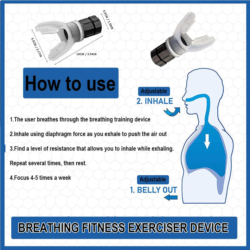 Breathing Fitness Exerciser Device, Breathing Exerciser, Breathing Expander, Breathe Easier with Stronger Suitable and Adjustable for All. - BeesActive Australia