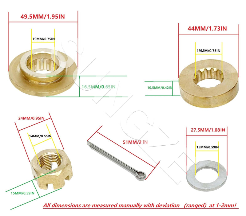 Yamaha Propeller hub kit for Yamaha 40HP 50HP 55HP F40 F50 Outboard Engines Nut Split Cotter Pin Thrust Washer Spacers 66T-45987-01 663-45987-02 - BeesActive Australia
