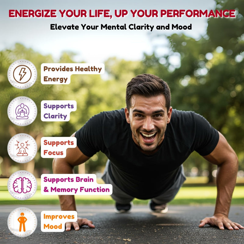 SHIFAA NUTRITION Energize, Natural Daily Energy Vitamins | Jitter-Free, 60 Servings | Supports Focus, Mood, Brain, Metabolism | w/Caffeine & Taurine, B1, B2, B5, B6, B7, B9, B12 Halal Vitamins