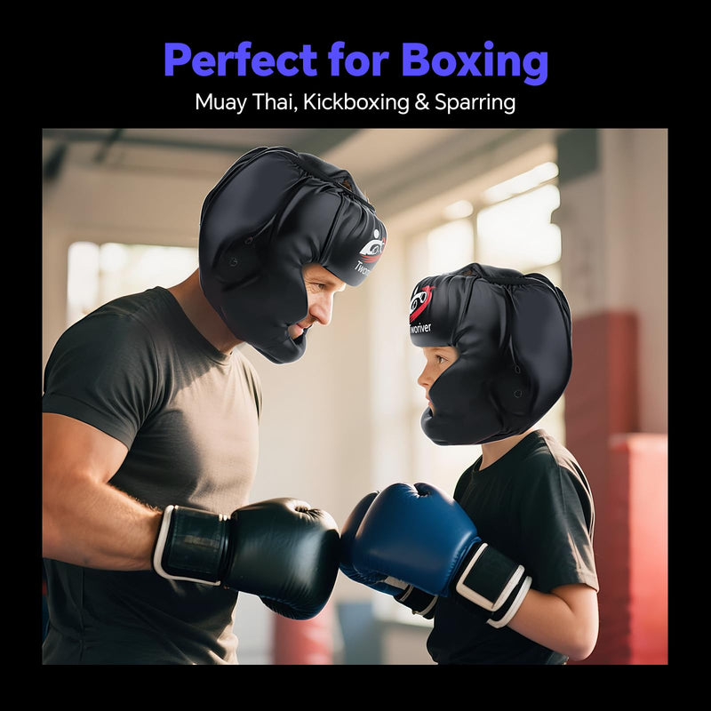 Boxing Headgear 2 Pack, One Size Fits Adult Men and Kids MMA Headgear, Closed Type Boxing Helmet, Sparring MMA Muay Thai Kick Brace