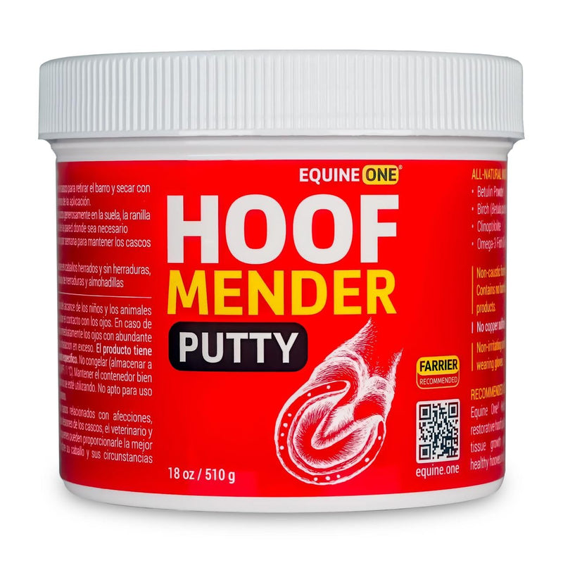 Equine One Hoof Mender Putty - White Line | Wall Separations | Old Nail Holes | Thrush - 100% All-Natural Hoof Care Product - Birch Bark Extract, Betulin, Omega-3 (18oz) 1 Count (Pack of 1)