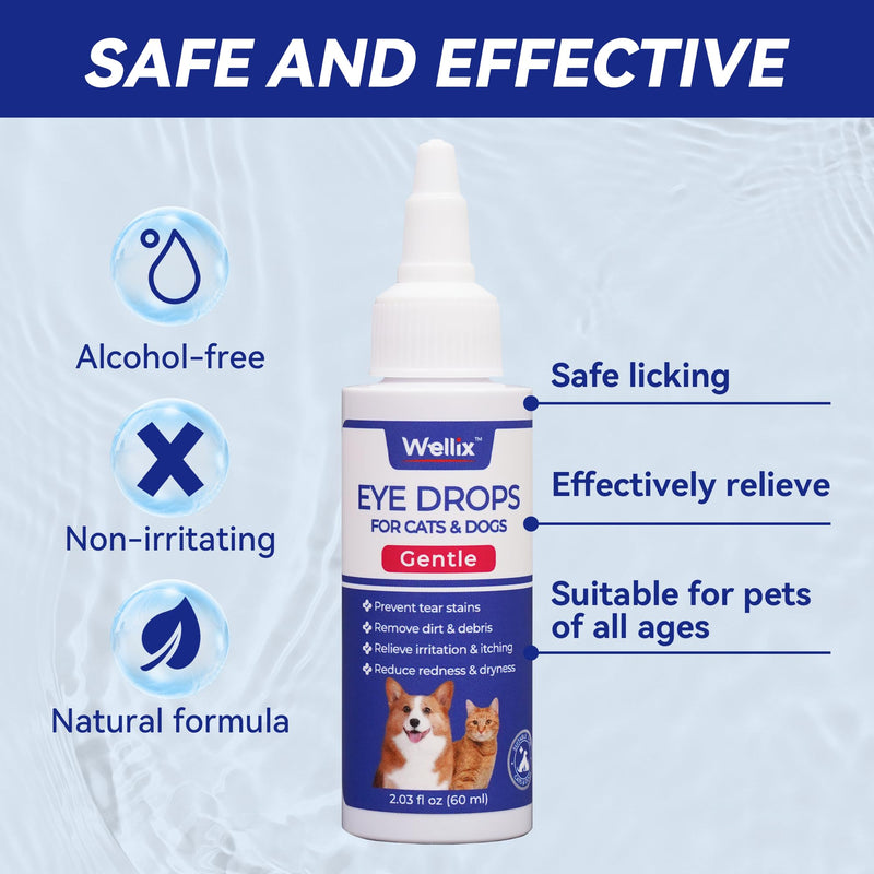 Wellix PET Dog Eye Drops, Eye Drops for Dogs&Cats, Dog Eye Infection Treatment to Soothe Eye Allergy, Soothe Dry Eyes Pink Eyes, Dog Tear Stain Cleaner-60ml 60 ml