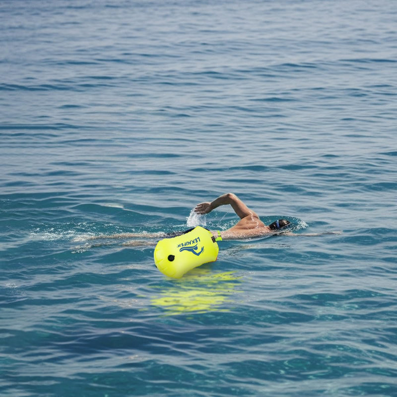 Swim Buoy for Open Water - Swim Safety Float Waterproof Dry Bag Swim Bubble for Swimmers and Triathletes, Swimming Buoy for Safer Swim Training, Snorkeling, Kayaking Yellow