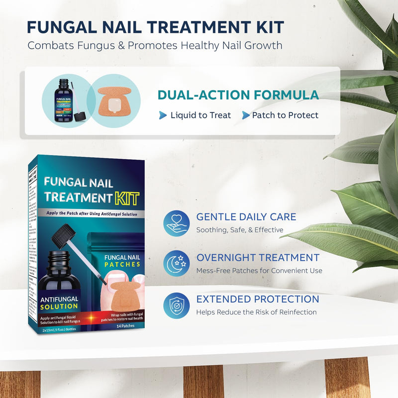 Toenail Fungus Treatment Extra Strength Kit: Nail Repair Liquid Solution and Patches - Nighttime Nail Patches Renewal - Fast Acting Drops with Undecylenic Acid, Natural Oil for Toe Finger Nails mint 1 Fl Oz (Pack of 1) - BeesActive Australia