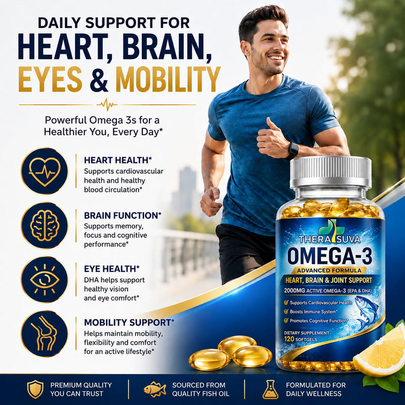 Premium Alaskan Fish Oil, Triple Strength Omega-3 2000mg (EPA 1100mg + DHA 900mg), Natural Supplement for Healthy Heart & Brain & Mobility Support, 2 Month Supply, 120 Veggie Softgels