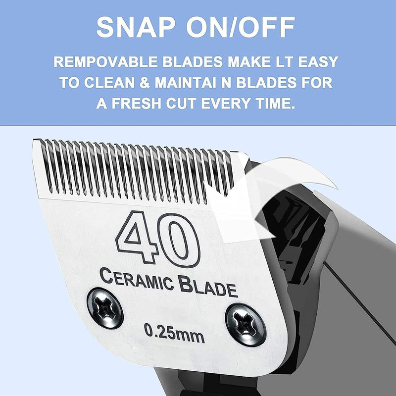 3PCS 40 Blades Dog Grooming Replacement Blades compatible with Andis Dog Clipper,Ceramic Blade & Stainless Steel Blade 3Pack #40