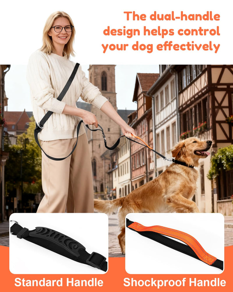 XiaZ Hands Free Dog Leash,Versatile Crossbody Dog Leash with Waist Support Strap,5.9-8 FT Waist Belt with Double Handles for Small Medium and Large Dogs Walking, Running and Jogging, Black