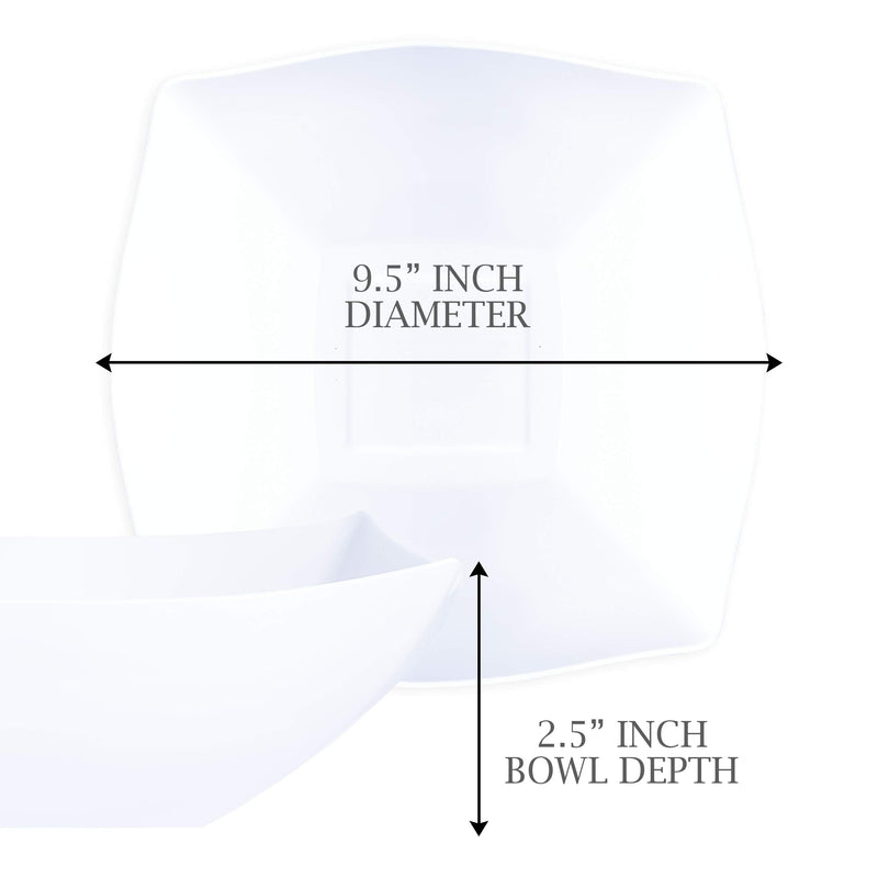 PLASTICPRO Disposable 64 ounce Square Serving Bowls, Party Snack or Salad Bowl, Large Plastic Elegant White Pack of 4 - BeesActive Australia