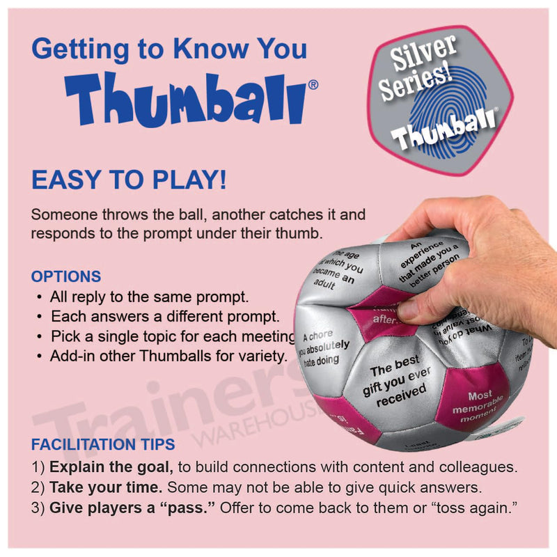 Trainers Warehouse 6" Thumball Collection, 32 Prompts for Conversation, Team Building, Relationship and Training Getting to Know You