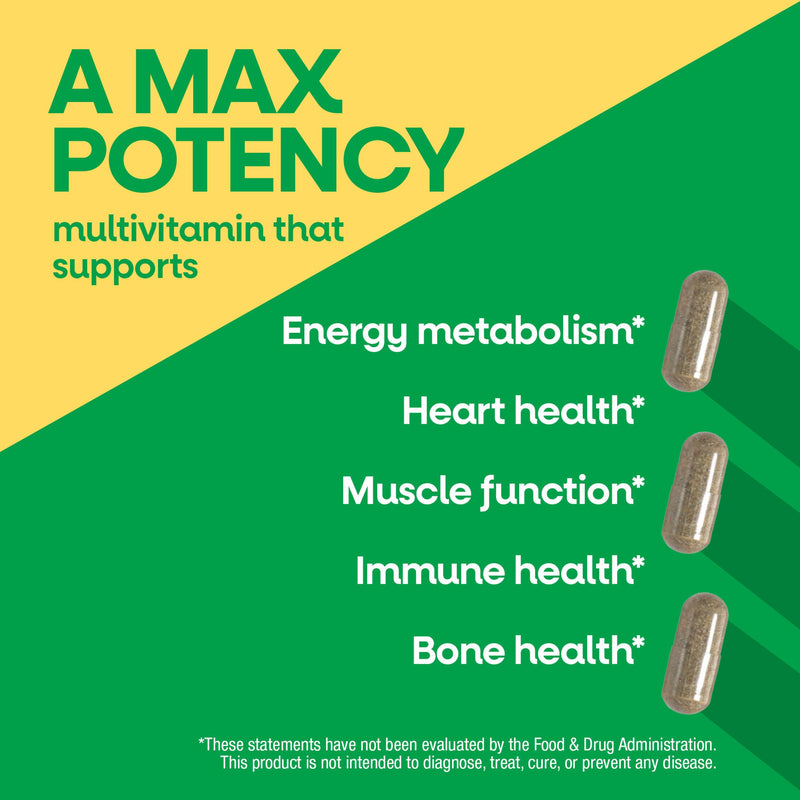 Nature's Way Alive! Max6 Potency Adult Complete Multivitamin, 90 ct | Iron, Antioxidant Vitamins A, C, E, B-Vitamins Including Methylated B12 & Folate, Energy Metabolism Support*, 90 Capsules 90 Count (Pack of 1)