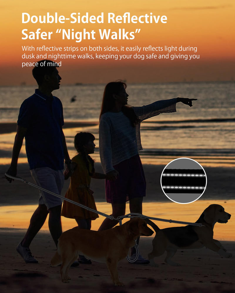 Double Dog Leash - Two Dog Leash No Tangle Design, 3-in-1 Adjustable Waist Belt for Two Dogs, Detachable Dual Leashes, Suitable for Dogs for Training, Running and Walking. Black - BeesActive Australia