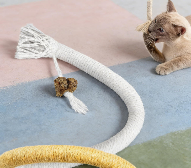 6 Pack Cat Chew Rope Toys with Silvervine Ball for Cats - Interactive Teething Toys for Kittens, Promotes Teeth Cleaning & Deters Wire Chewing