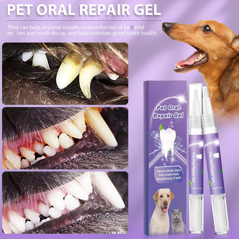Pet Oral Repair Gel,Pet Oral Restoration White Gel,Pet Breath Freshener Gel No Brushing Oral Care Cleaner，Easy Teeth Cleaning Gel for Dogs & Cats,3ML (3box,6pcs) 6 - BeesActive Australia